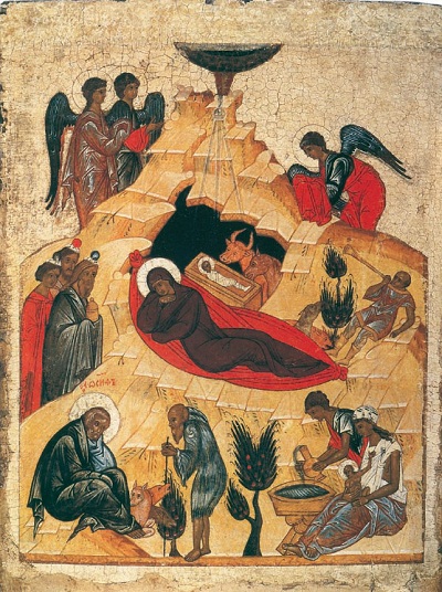 Ruská ikona Narodenia, okolo 1475., Public Domain, sk.wikipedia.org