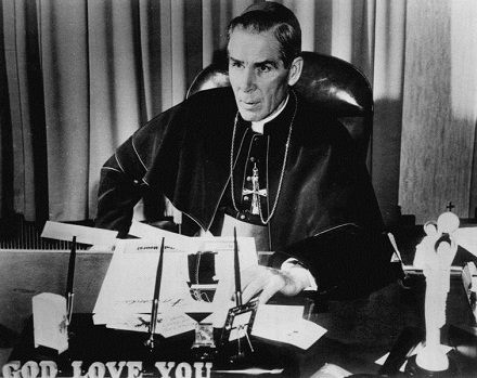 Bishop Fulton J. Sheen 1956, ABC Radio, public domain, commons.wikimedia.org