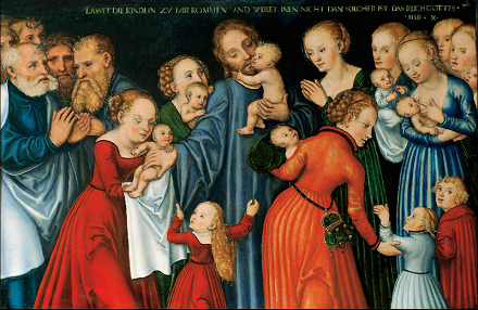 Lucas Cranach starší, Kristus žehnal dětem,volné dílo, commons..