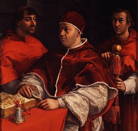  Papež Lev X. s kardinály Giuliem de Medici a Luigim de Rossi, volné dílo, cs.m.wiki...