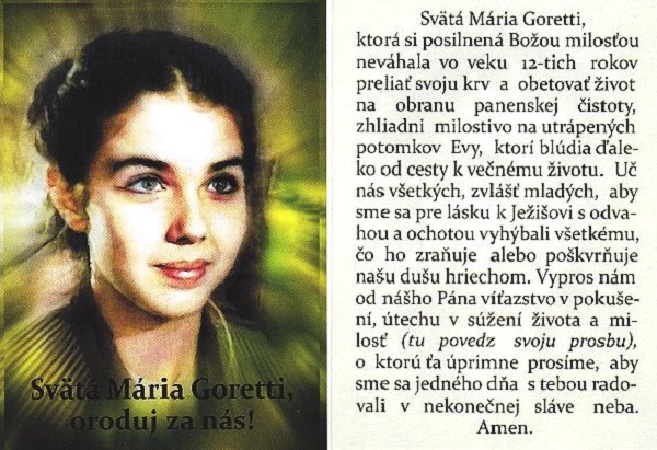 Sv. Marie Goretti, modlitba; doverujem-a-verim. blogspot.com/