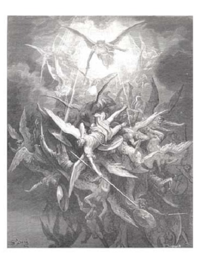 Archanděl Michael zahání padlé anděly do propastí pekelných, volné dílo