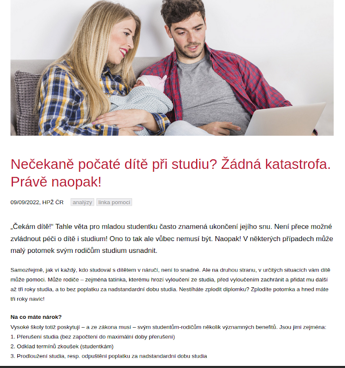 Hnutí pro život - Nečekaně počaté dítě při studiu? Žádná katastrofa. Právě naopak!