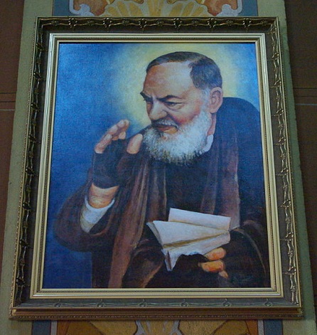 Church of the Transfiguration in Sanok painting of Padre Pio, Lowdown, CC BY-SA 3.0 , commons..