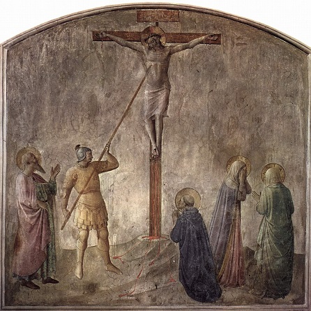 Římský voják probodává Krista na kříži, volné dílo, cs.wikipedia.org