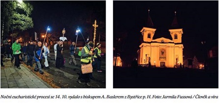 Noční eucharistické procesí na Hostýn