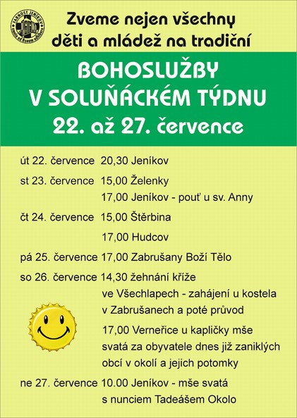 SOLUNÁCI PŘEHLED MŠÍ 2025
