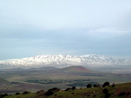 Mount Hermon viewed from Mount Bental in the Golan Heights, public domail