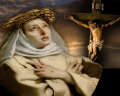 Saint Catherine of Siena - Public Domain / Design by Jacqueline Burkepile using Canva.